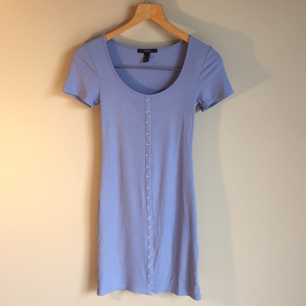 Light Blue buttoned mini dress - Picture 2 of 4